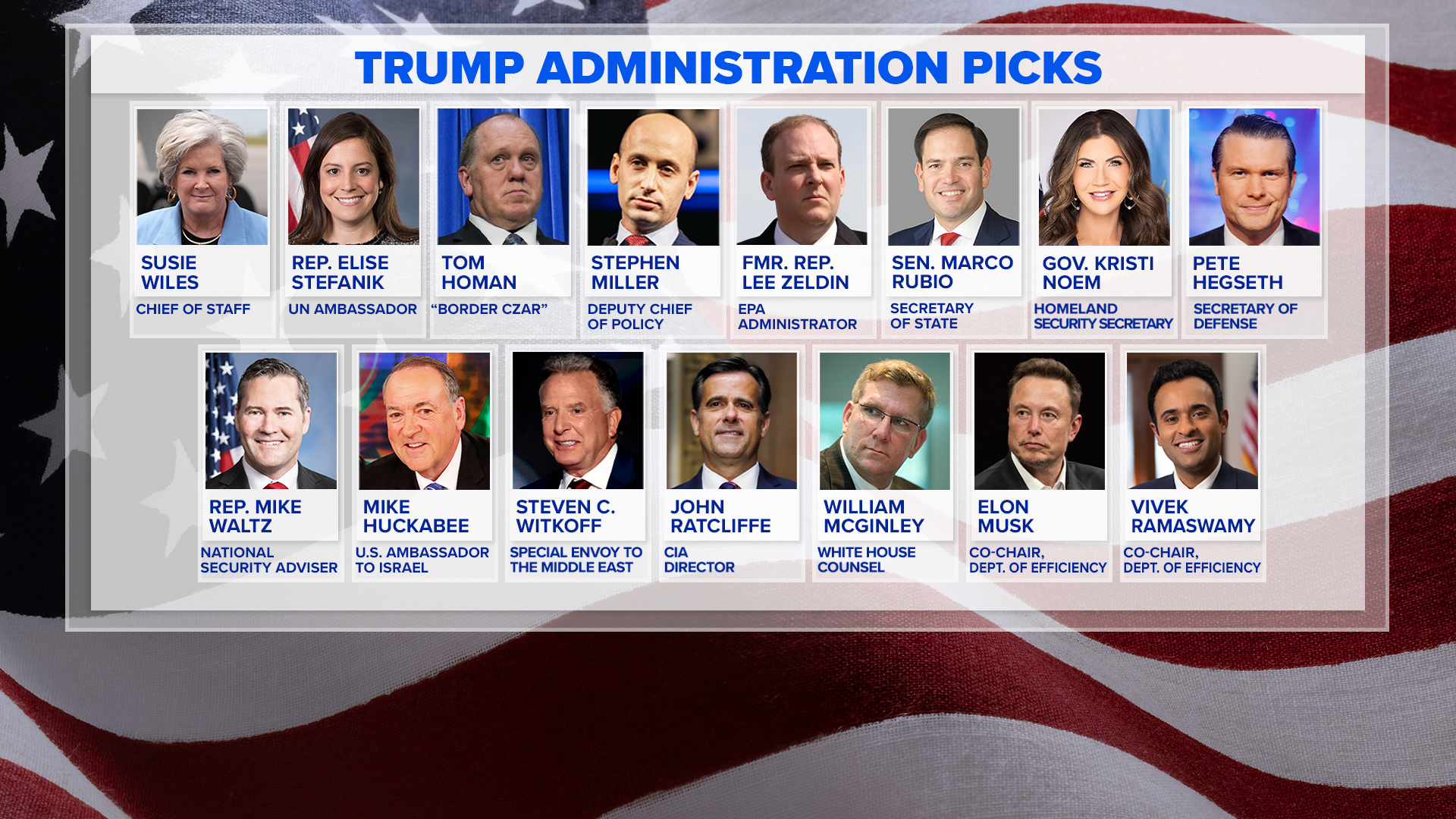 TRUMP ADMIN PICKS